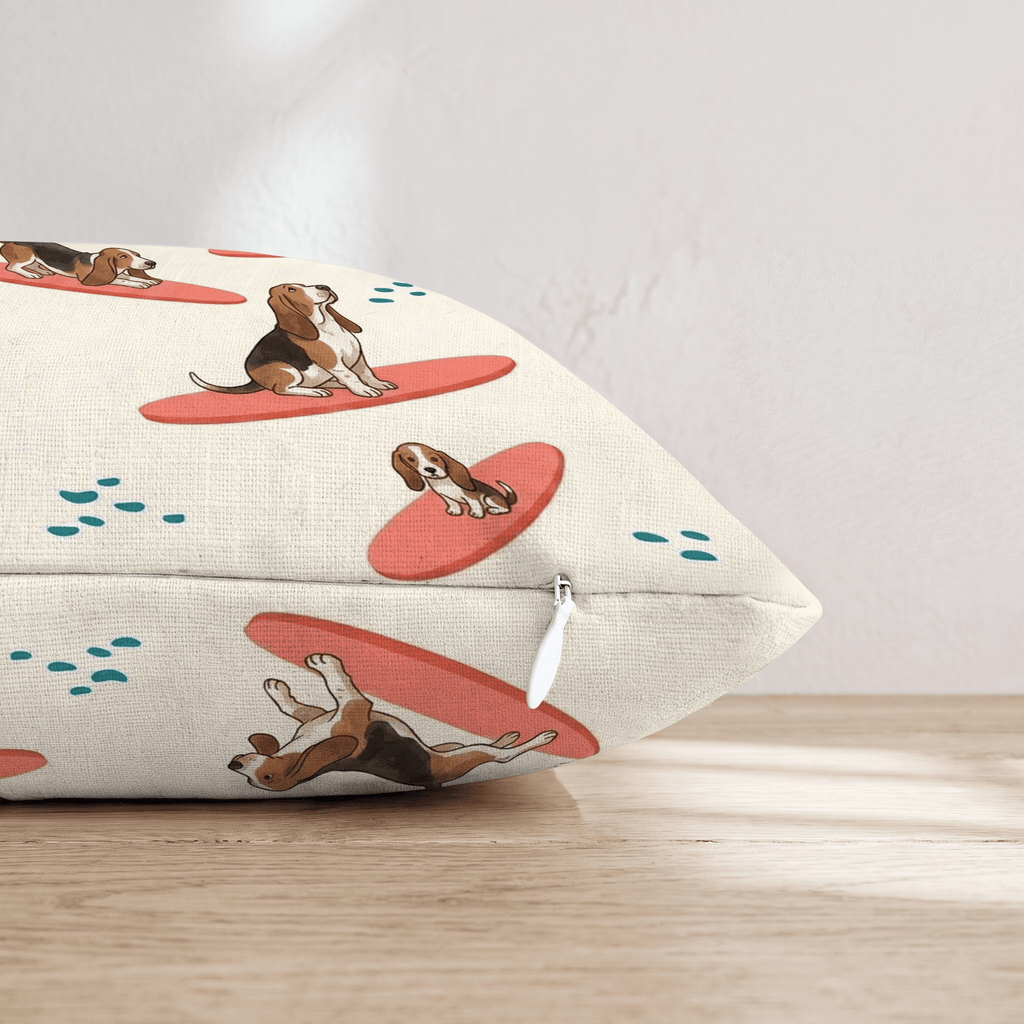 Surf's Up Basset Hound Throw Pillow - Hillcroft Home