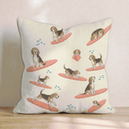 Surf's Up Beagle Throw Pillow - Hillcroft Home
