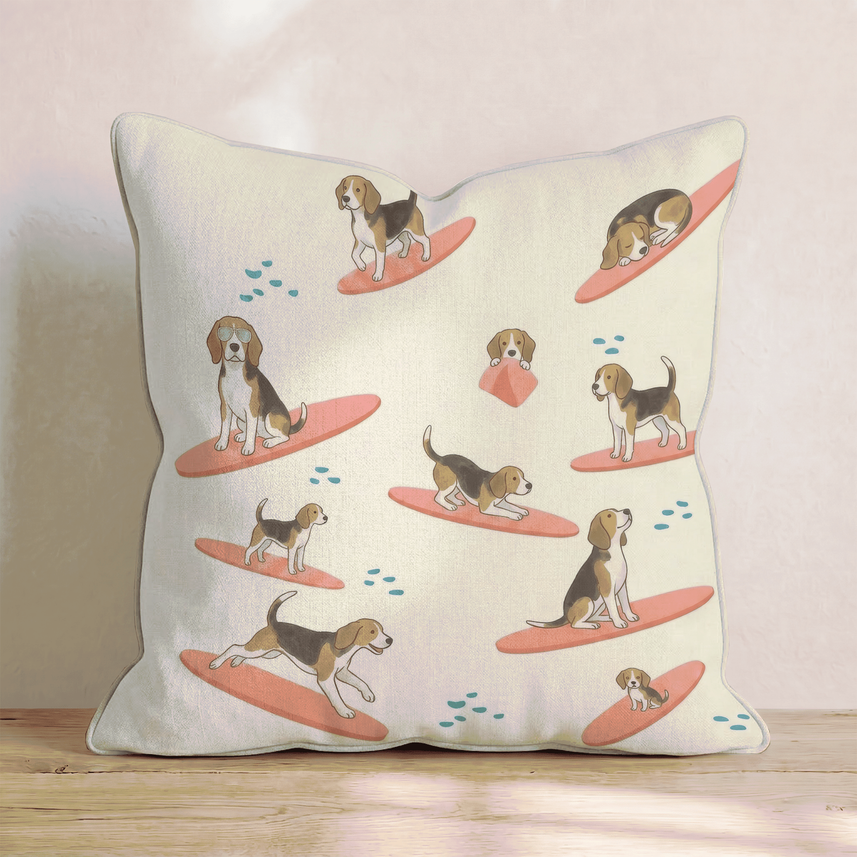 Surf's Up Beagle Throw Pillow - Hillcroft Home