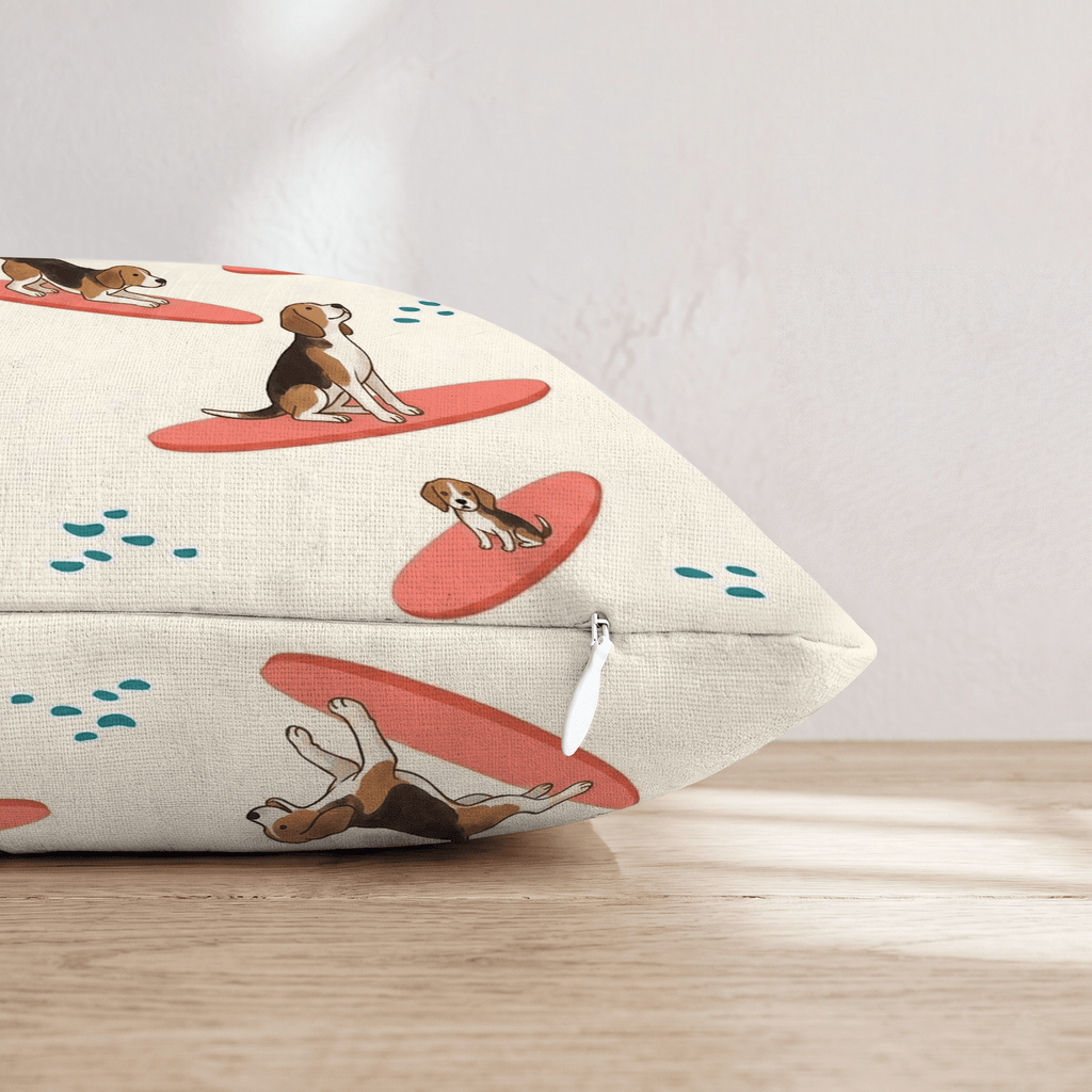 Surf's Up Beagle Throw Pillow - Hillcroft Home