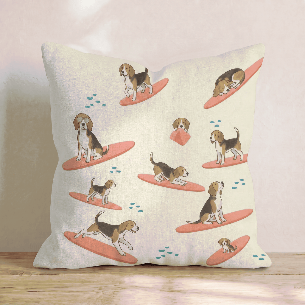 Surf's Up Beagle Throw Pillow - Hillcroft Home