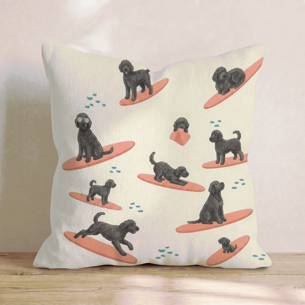Surf's Up Black Doodle Throw Pillow - Hillcroft Home