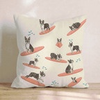 Surf's Up Boston Terrier Throw Pillow - Hillcroft Home