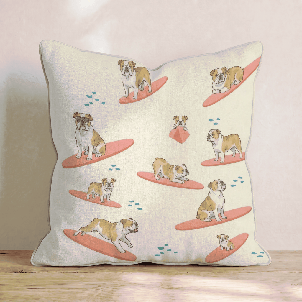 Surf's Up Bulldog Throw Pillow - Hillcroft Home