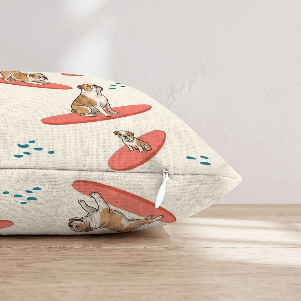 Surf's Up Bulldog Throw Pillow - Hillcroft Home
