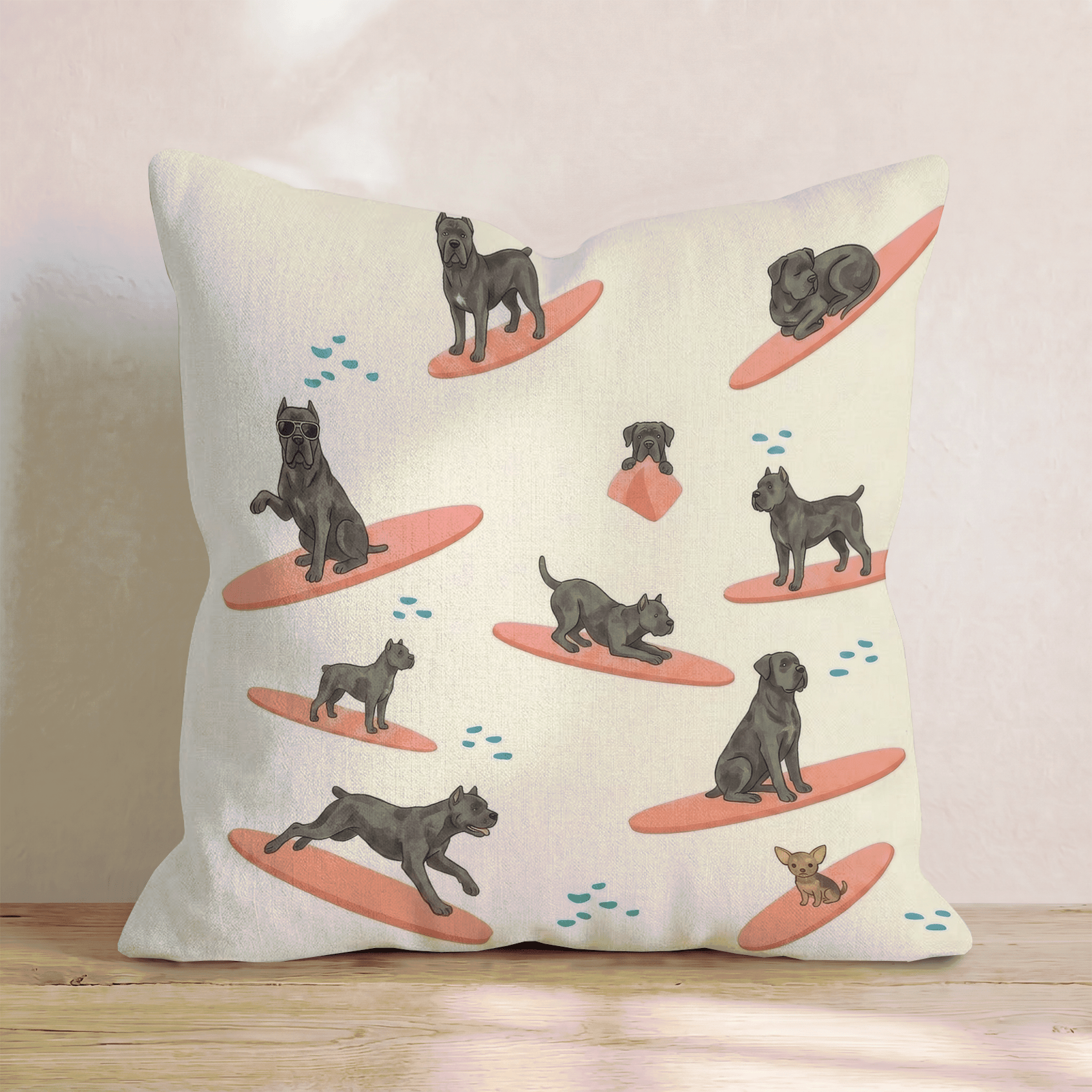 Surf's Up Cane Corso Throw Pillow - Hillcroft Home