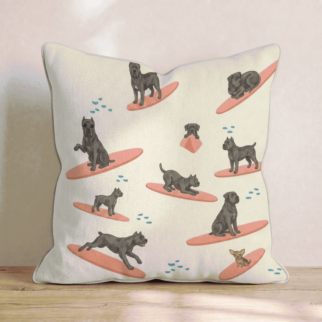 Surf's Up Cane Corso Throw Pillow - Hillcroft Home