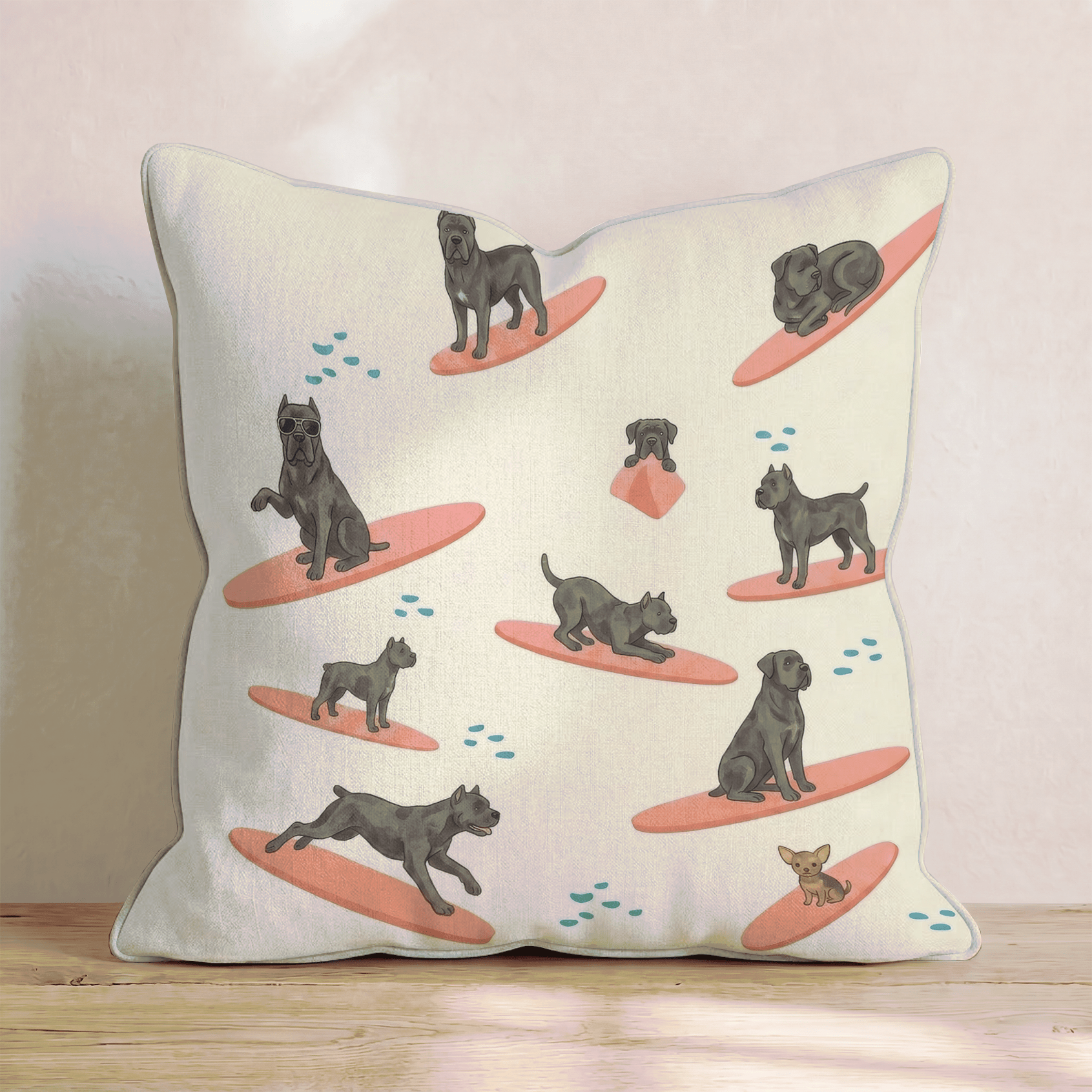 Surf's Up Cane Corso Throw Pillow - Hillcroft Home