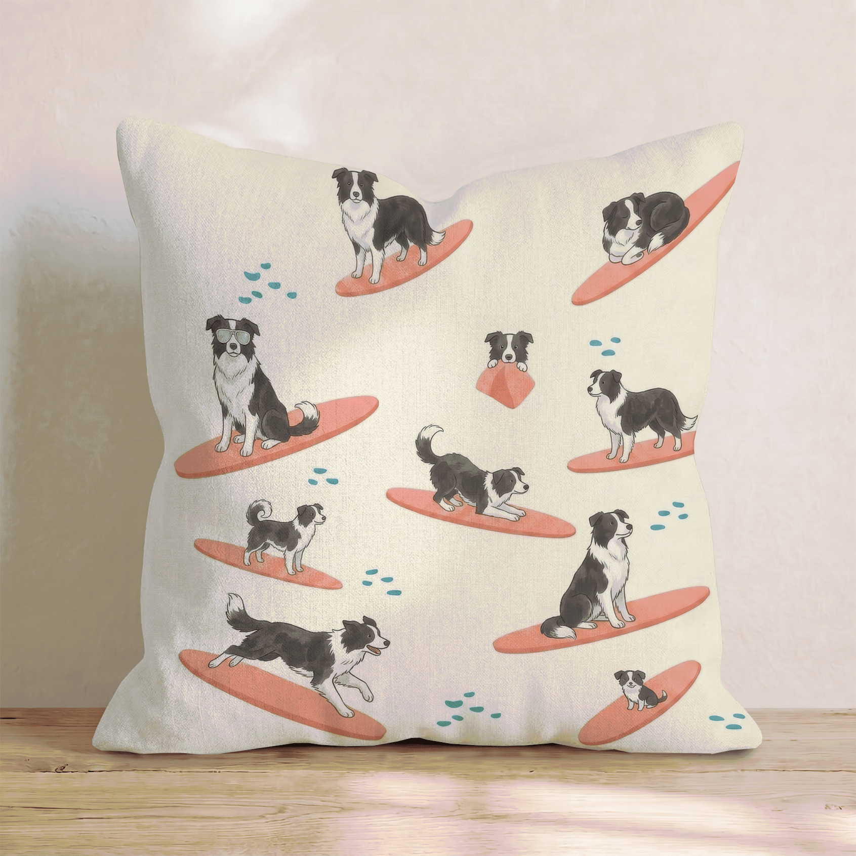 Surf's Up Collie Throw Pillow - Hillcroft Home