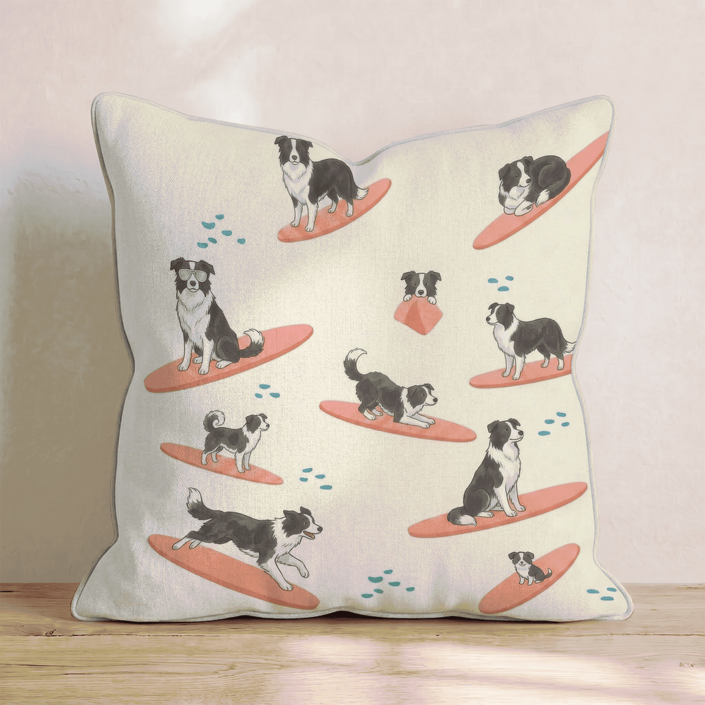 Surf's Up Collie Throw Pillow - Hillcroft Home