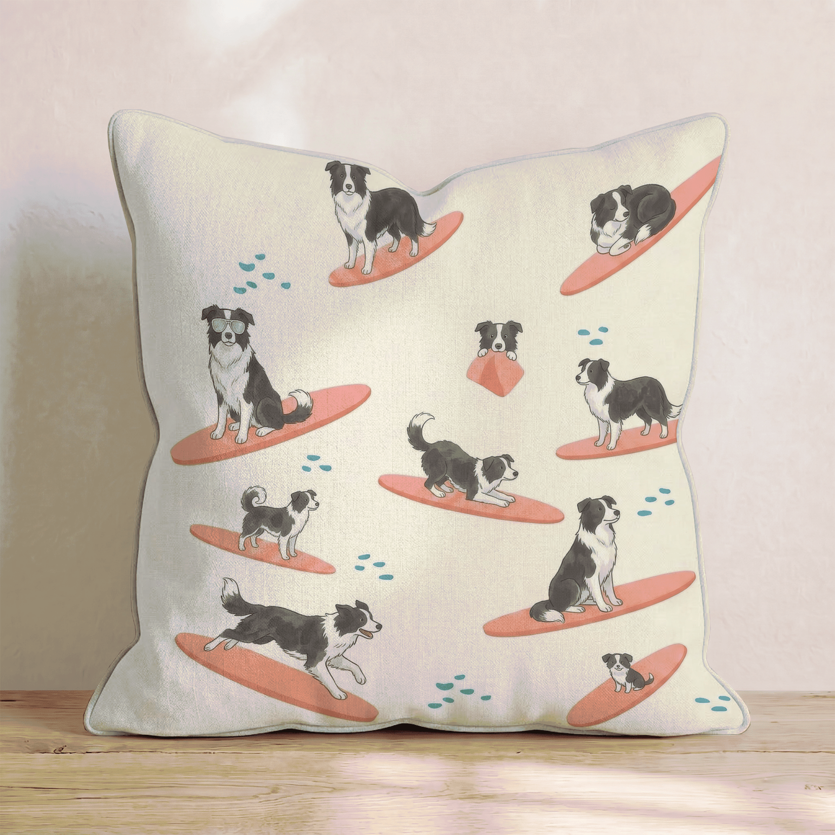 Surf's Up Collie Throw Pillow - Hillcroft Home