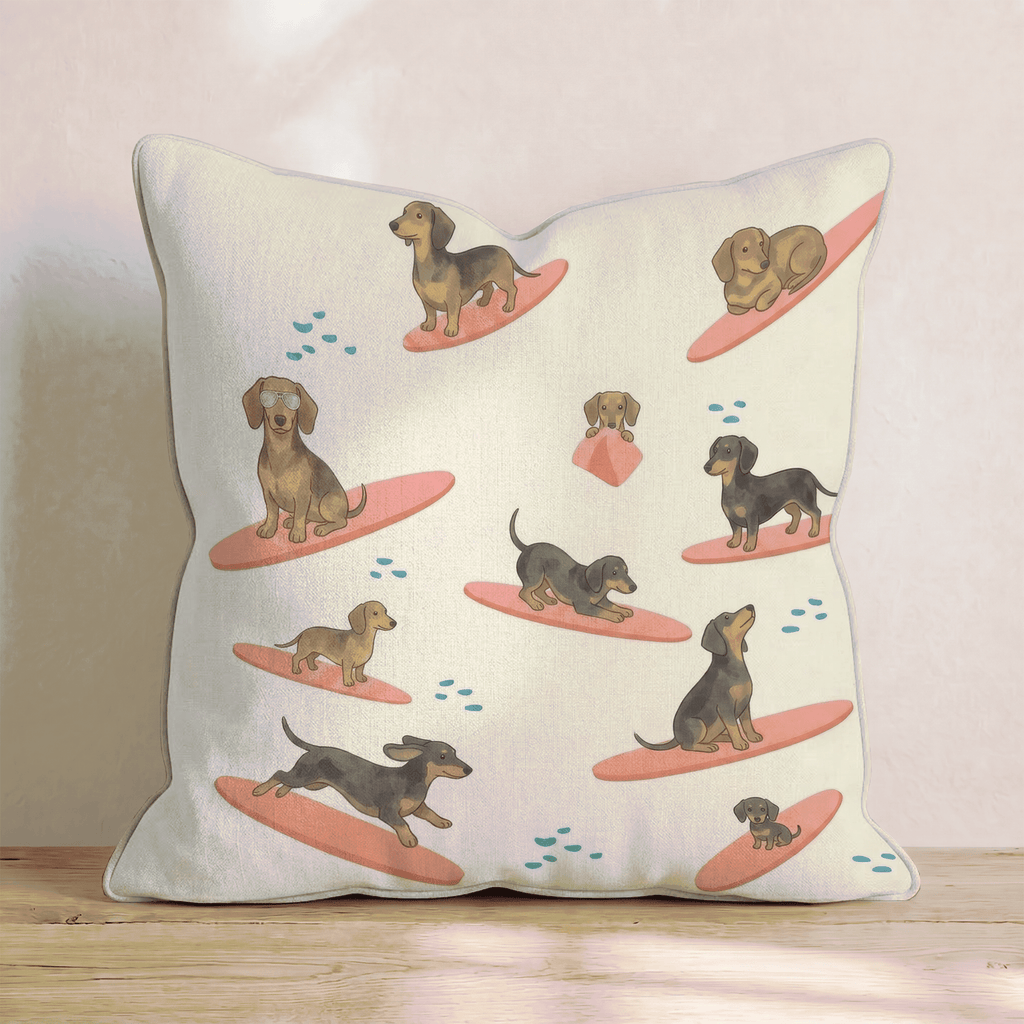 Surf's Up Dachshund Throw Pillow - Hillcroft Home