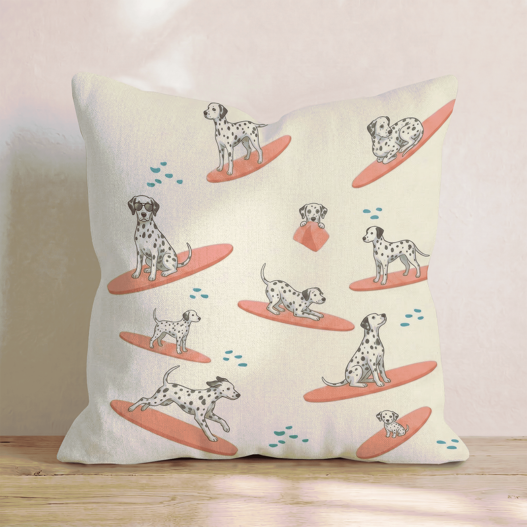 Surf's Up Dalmatian Throw Pillow - Hillcroft Home