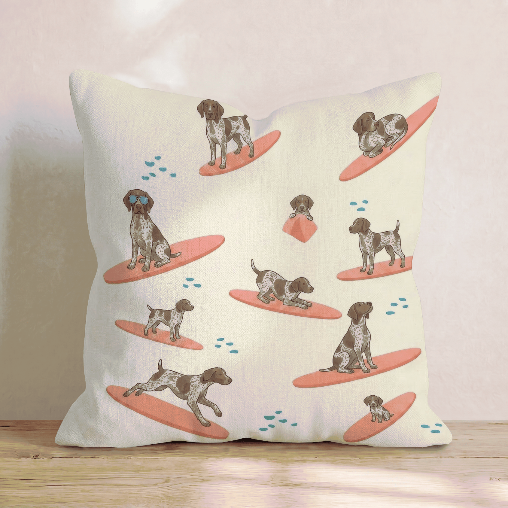 Surf's Up German Shorthaired Pointer Throw Pillow - Hillcroft Home