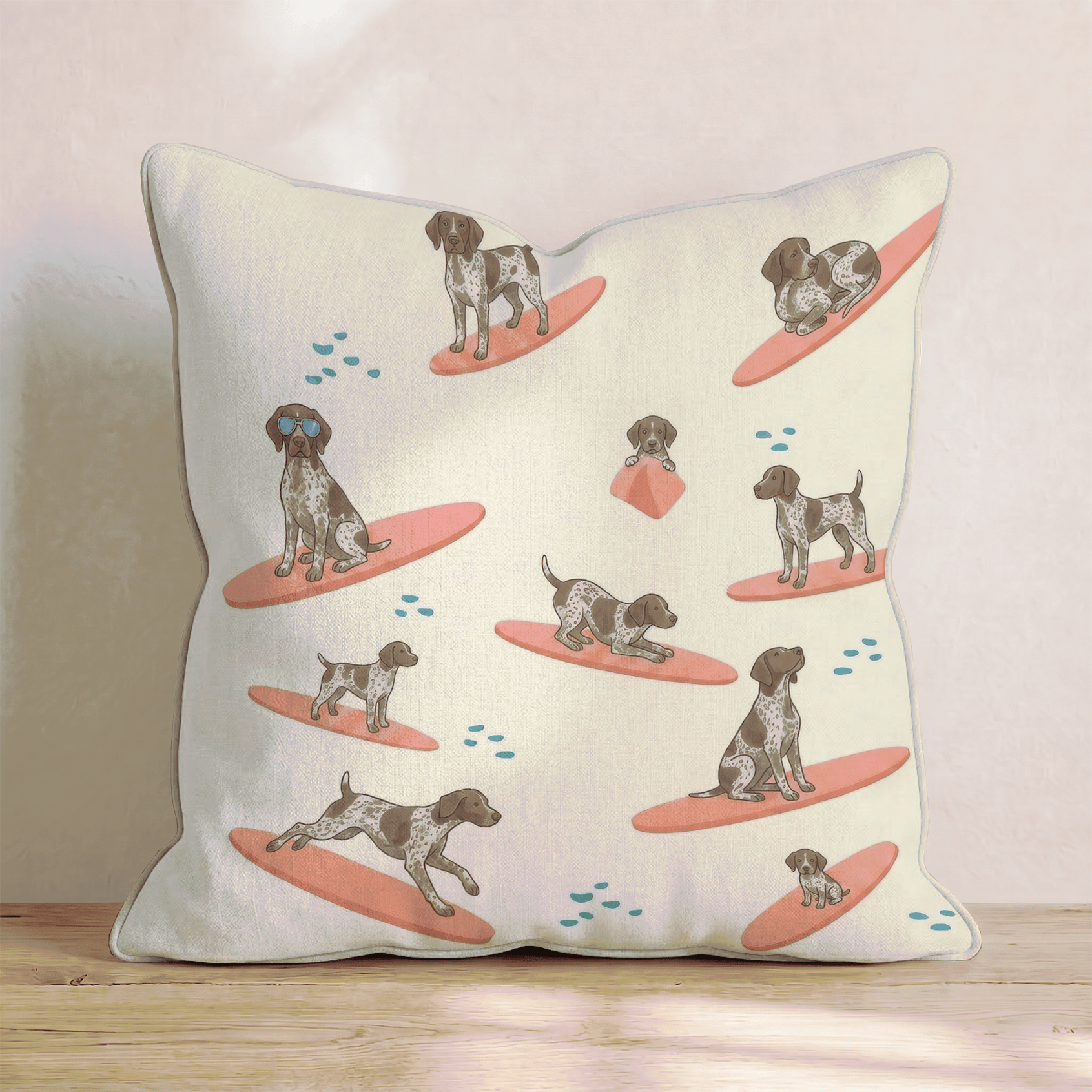 Surf's Up German Shorthaired Pointer Throw Pillow - Hillcroft Home