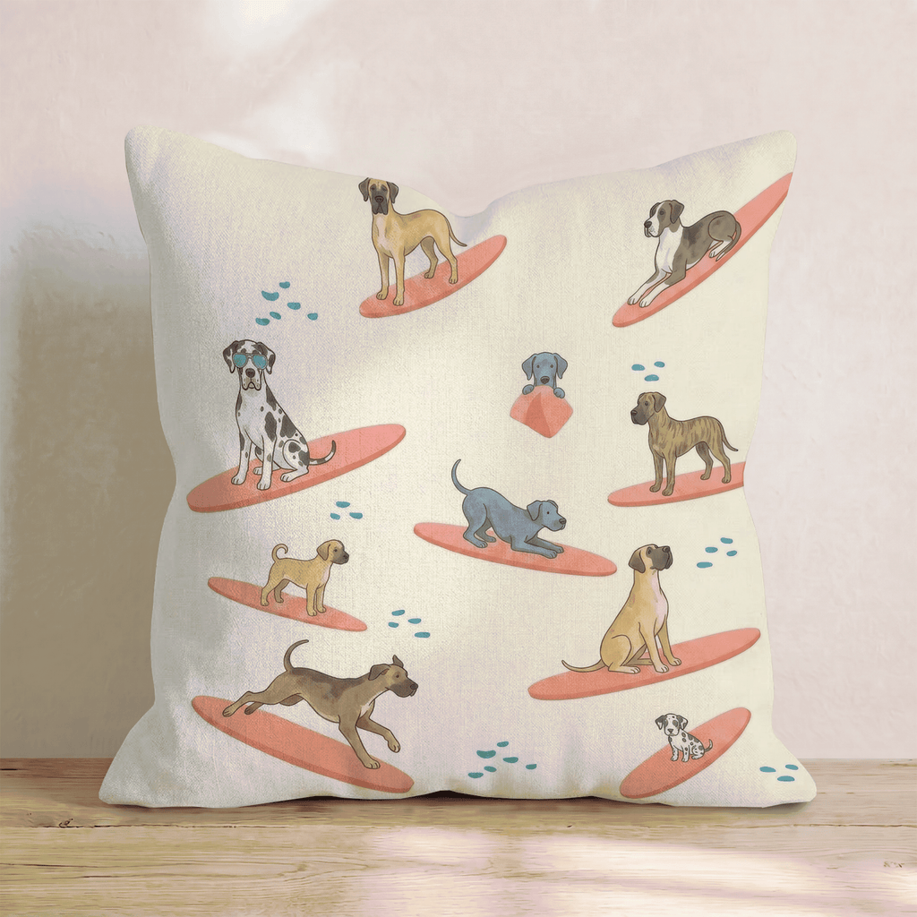 Surf's Up Great Dane Throw Pillow - Hillcroft Home