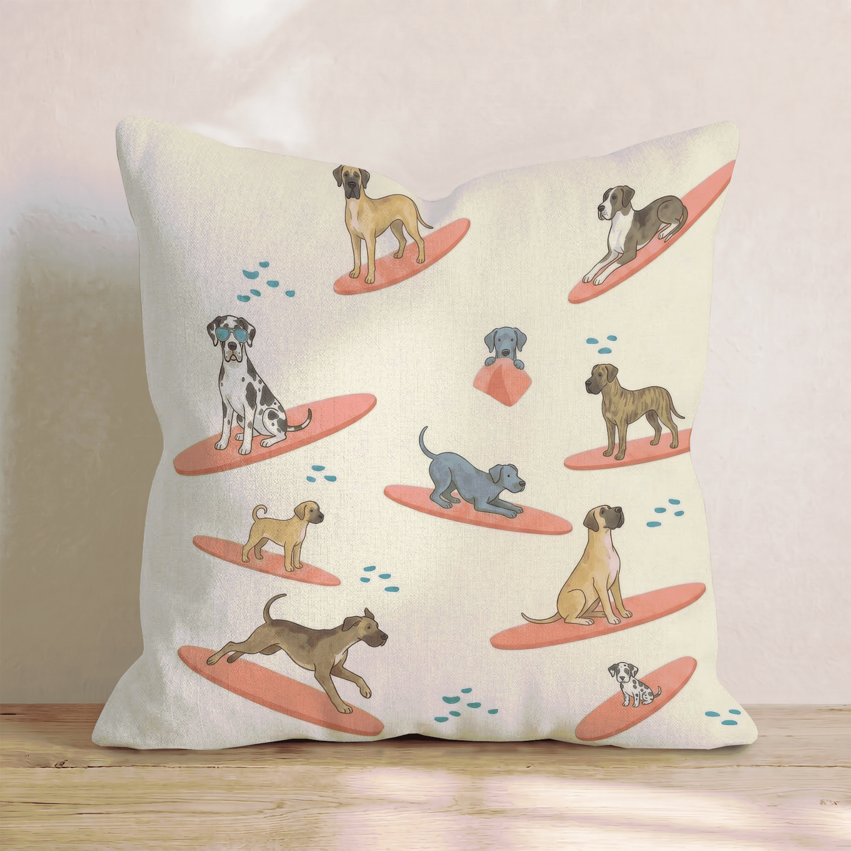 Surf's Up Great Dane Throw Pillow - Hillcroft Home