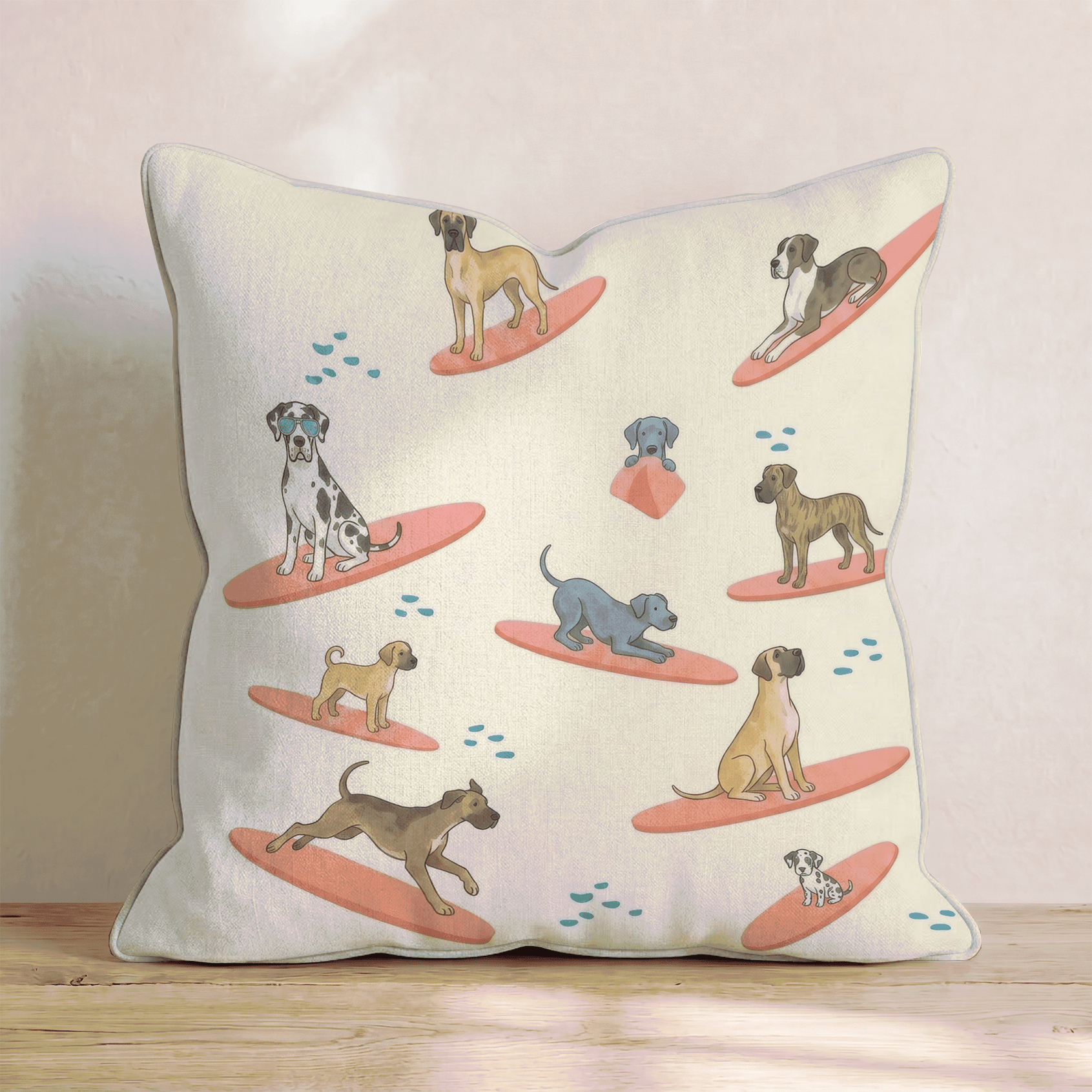 Surf's Up Great Dane Throw Pillow - Hillcroft Home