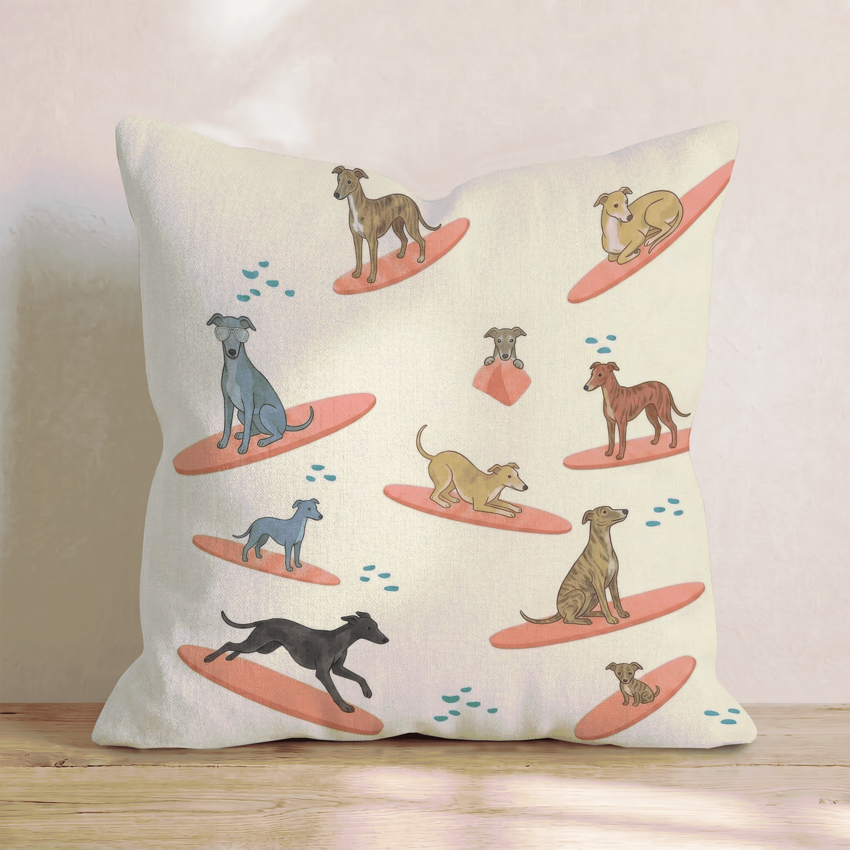 Surf's Up Greyhound Throw Pillow - Hillcroft Home