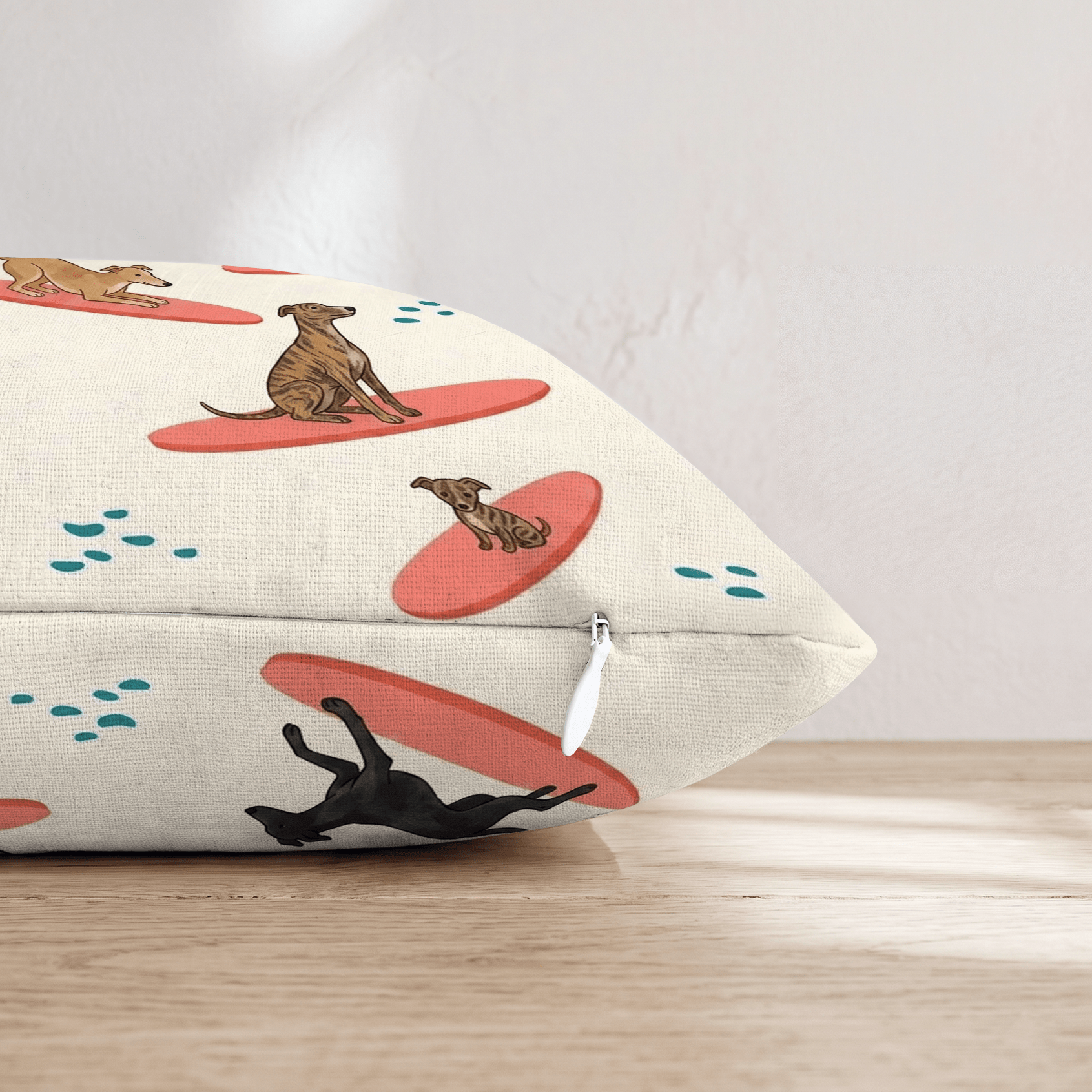 Surf's Up Greyhound Throw Pillow - Hillcroft Home