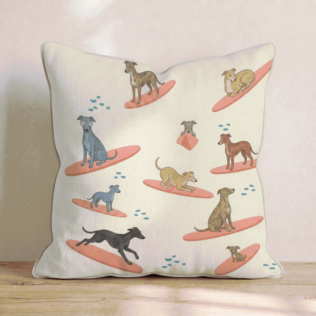 Surf's Up Greyhound Throw Pillow - Hillcroft Home