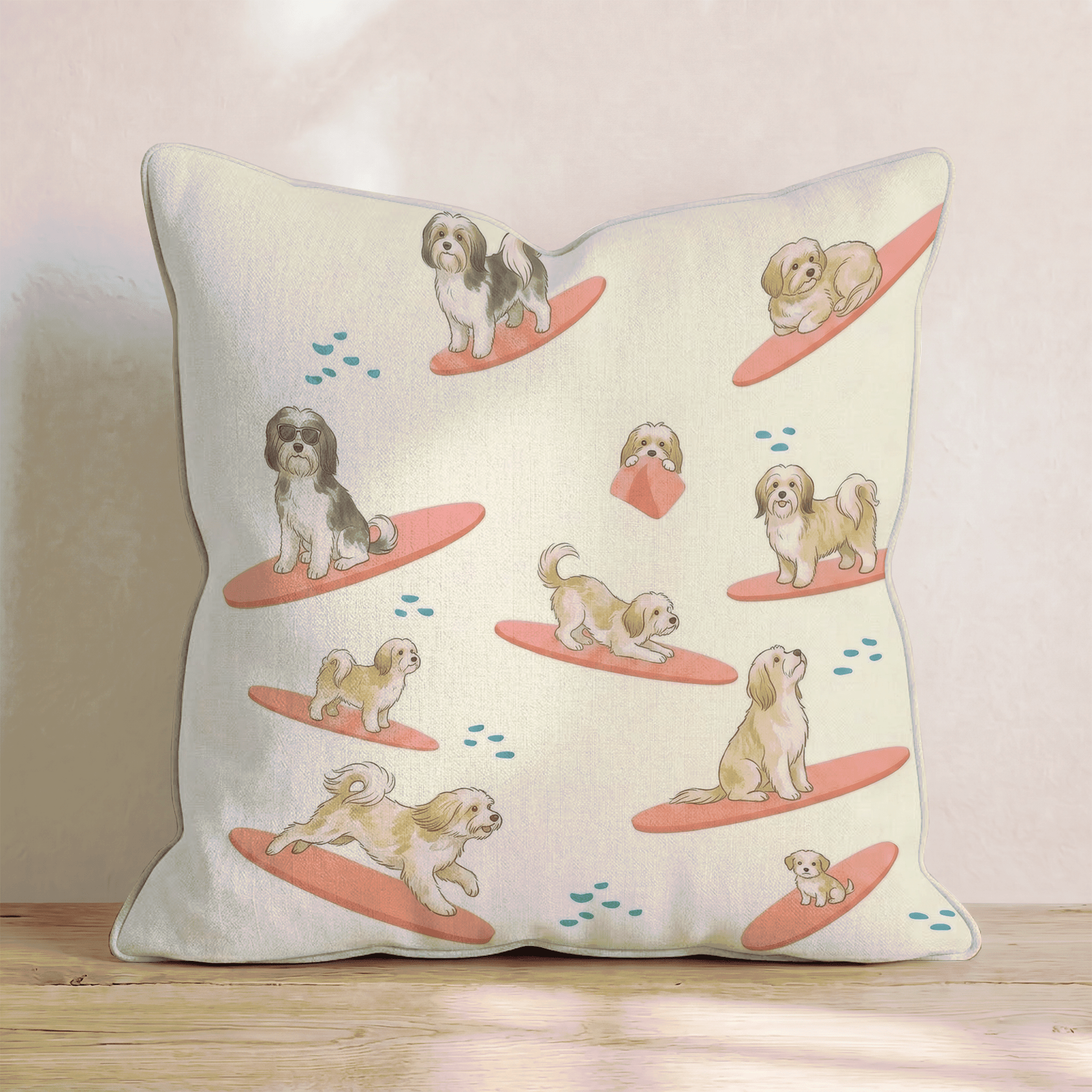 Surf's Up Havanese Throw Pillow - Hillcroft Home