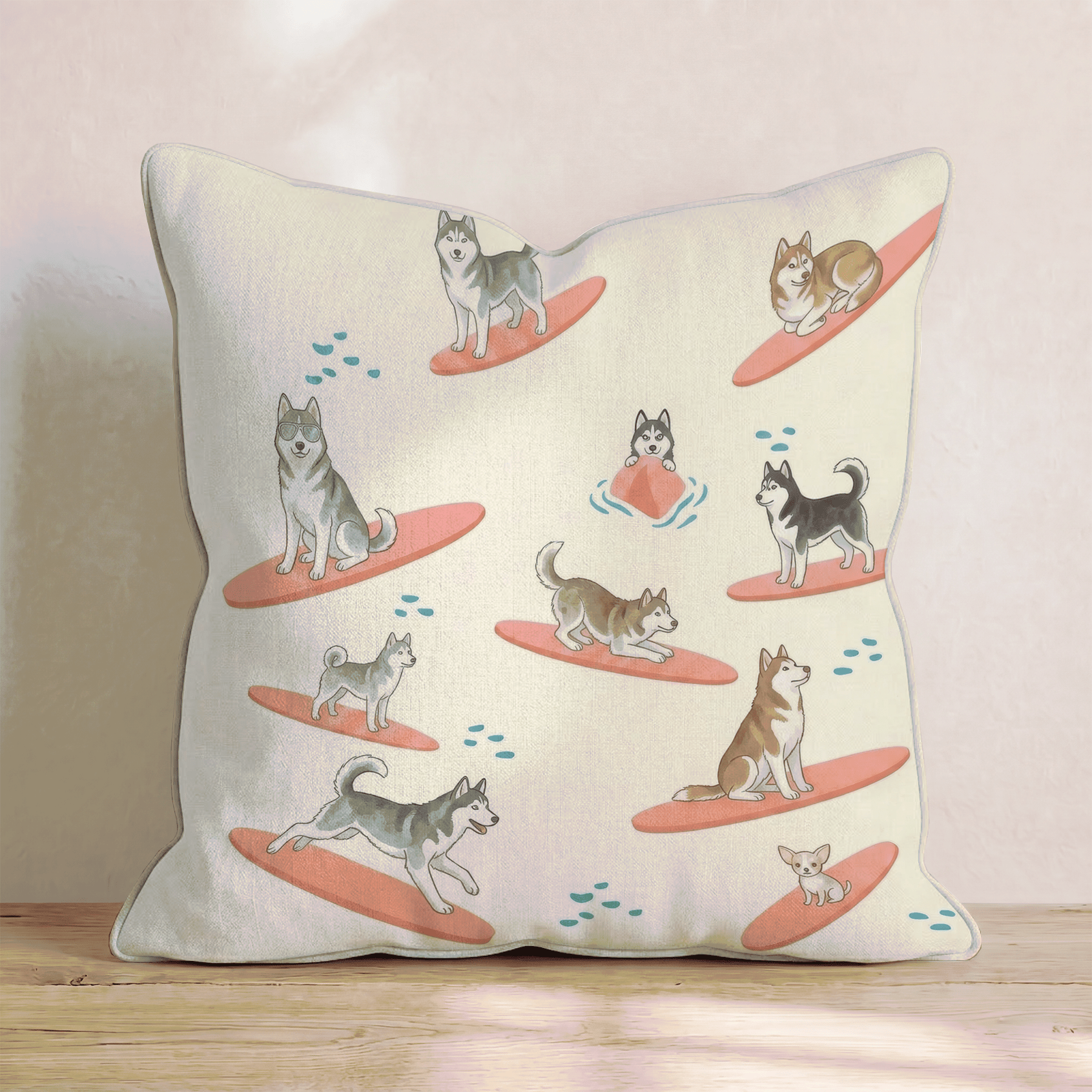 Surf's Up Husky Throw Pillow - Hillcroft Home