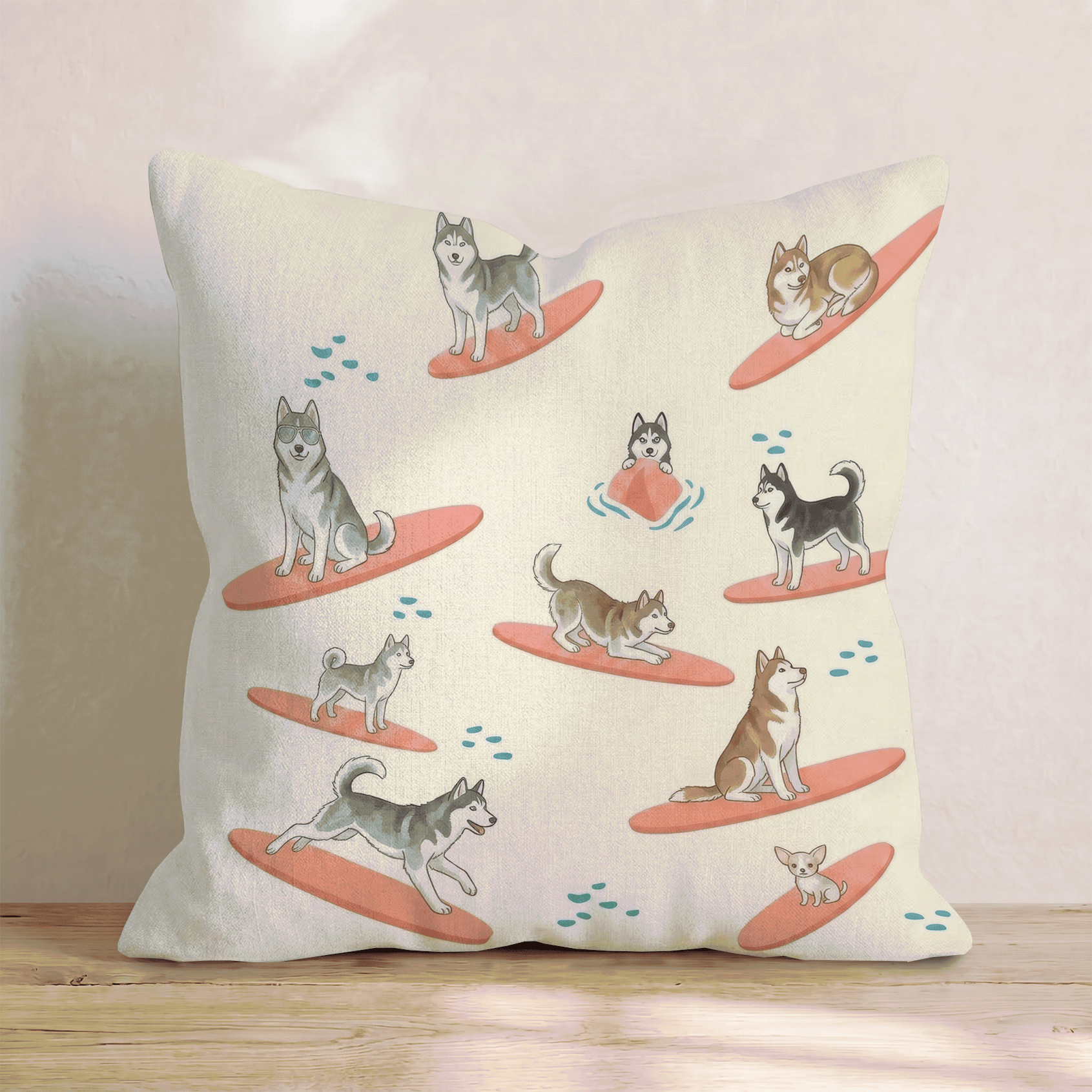 Surf's Up Husky Throw Pillow - Hillcroft Home