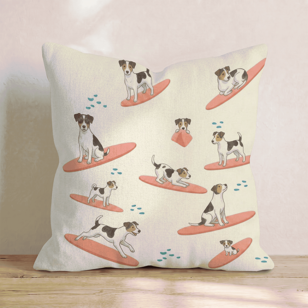 Surf's Up Jack Russell Throw Pillow - Hillcroft Home