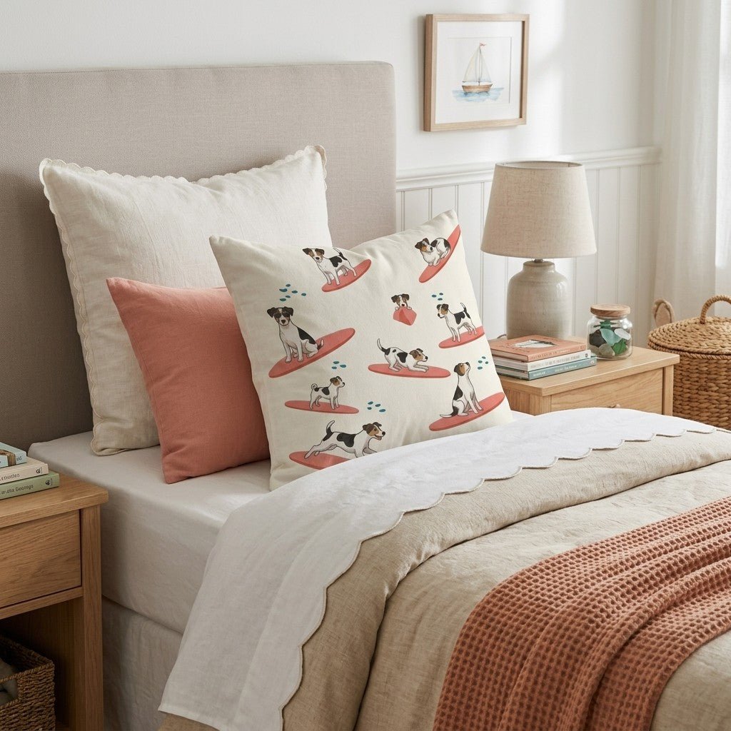 Surf's Up Jack Russell Throw Pillow - Hillcroft Home