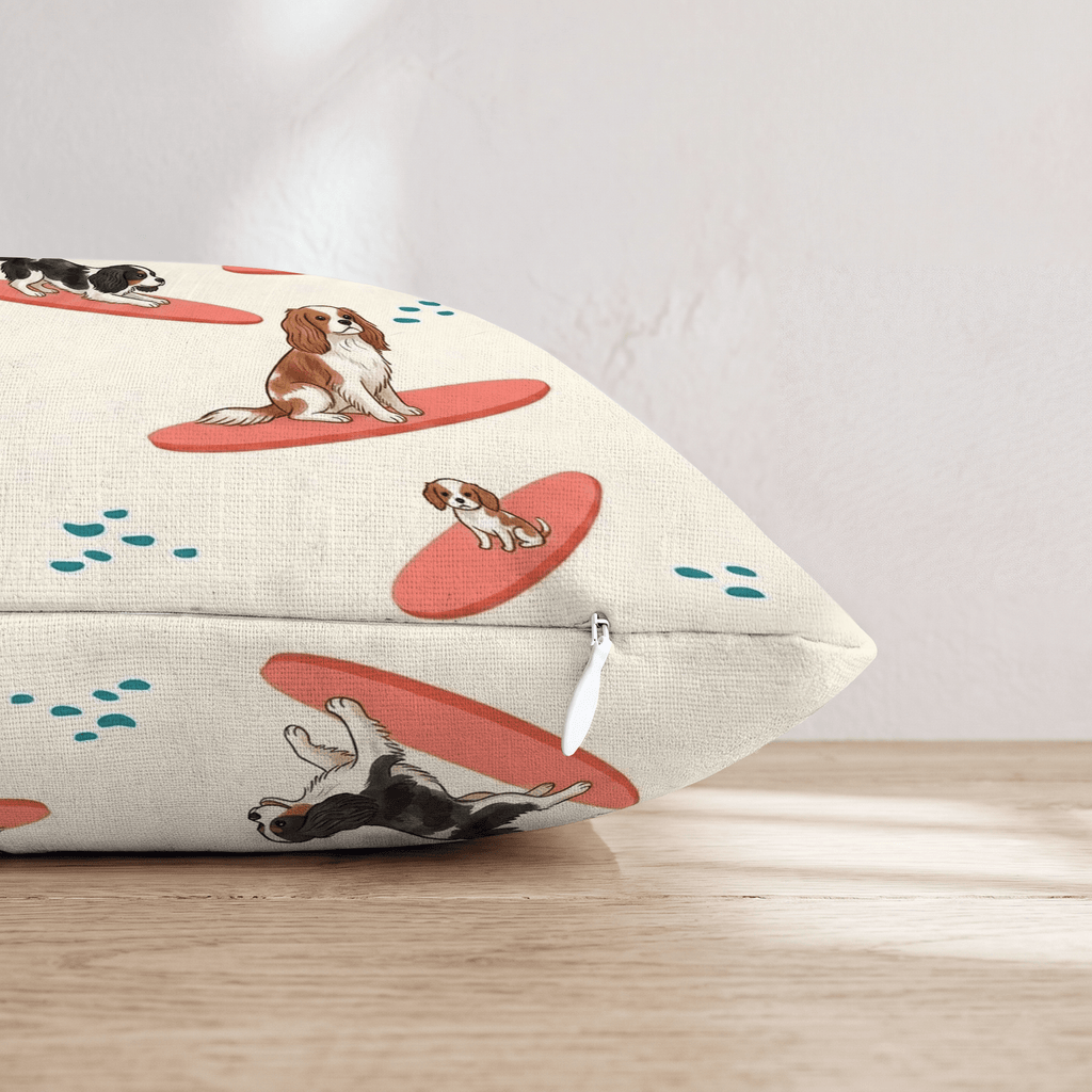 Surf's Up King Charles Spaniel Throw Pillow - Hillcroft Home