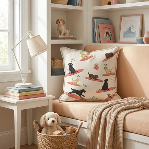 Surf's Up Labrador Throw Pillow - Hillcroft Home