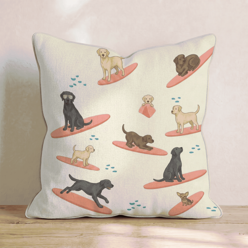 Surf's Up Labrador Throw Pillow - Hillcroft Home