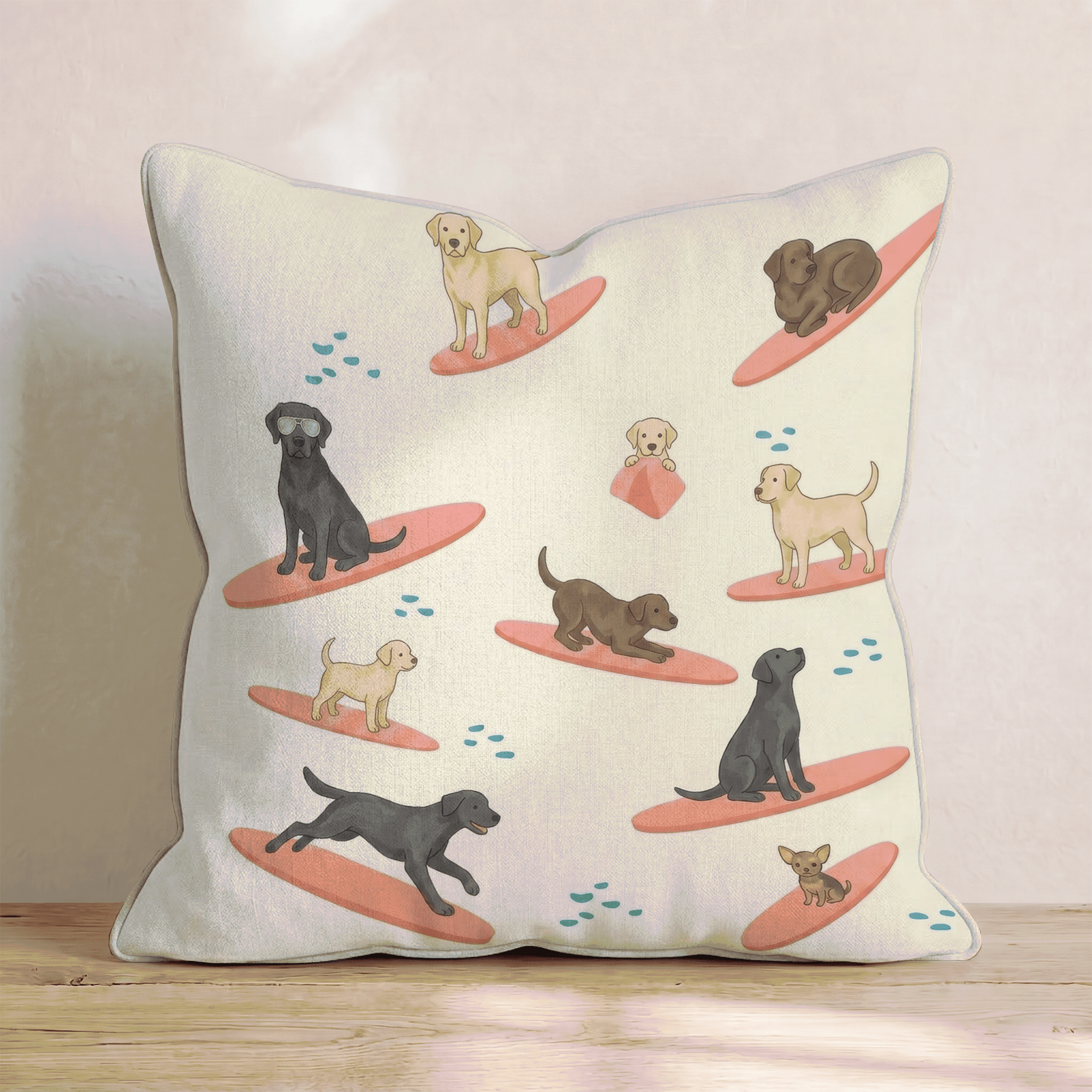 Surf's Up Labrador Throw Pillow - Hillcroft Home