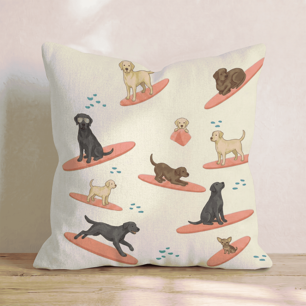 Surf's Up Labrador Throw Pillow - Hillcroft Home