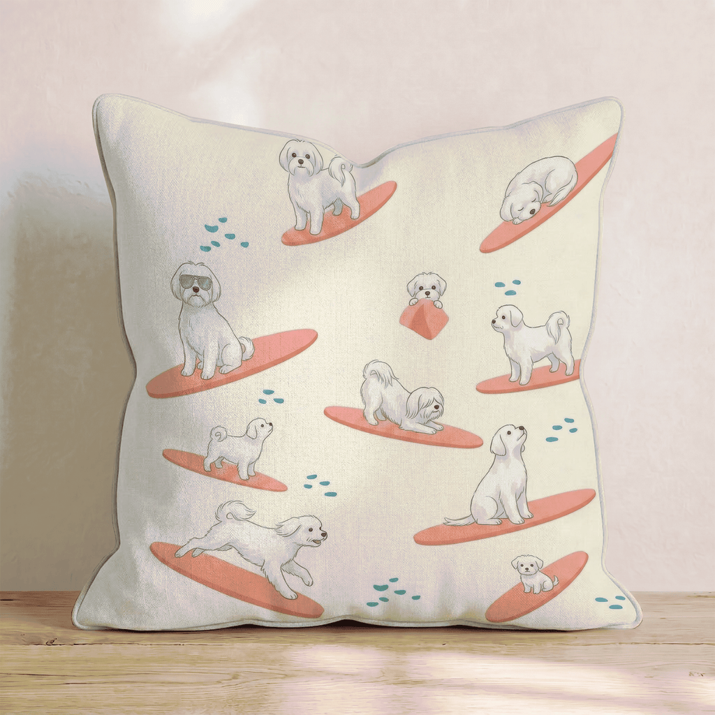 Surf's Up Maltese Throw Pillow - Hillcroft Home