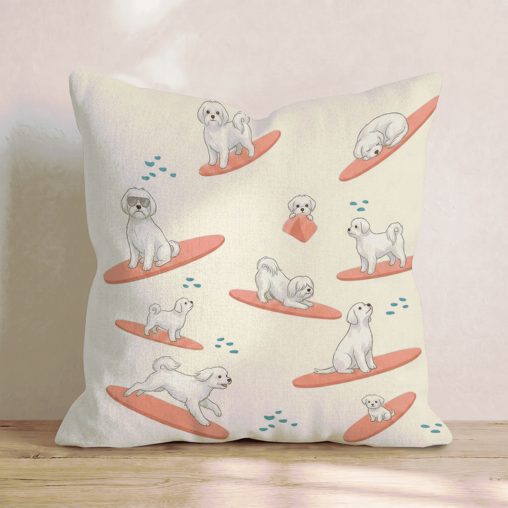 Surf's Up Maltese Throw Pillow - Hillcroft Home