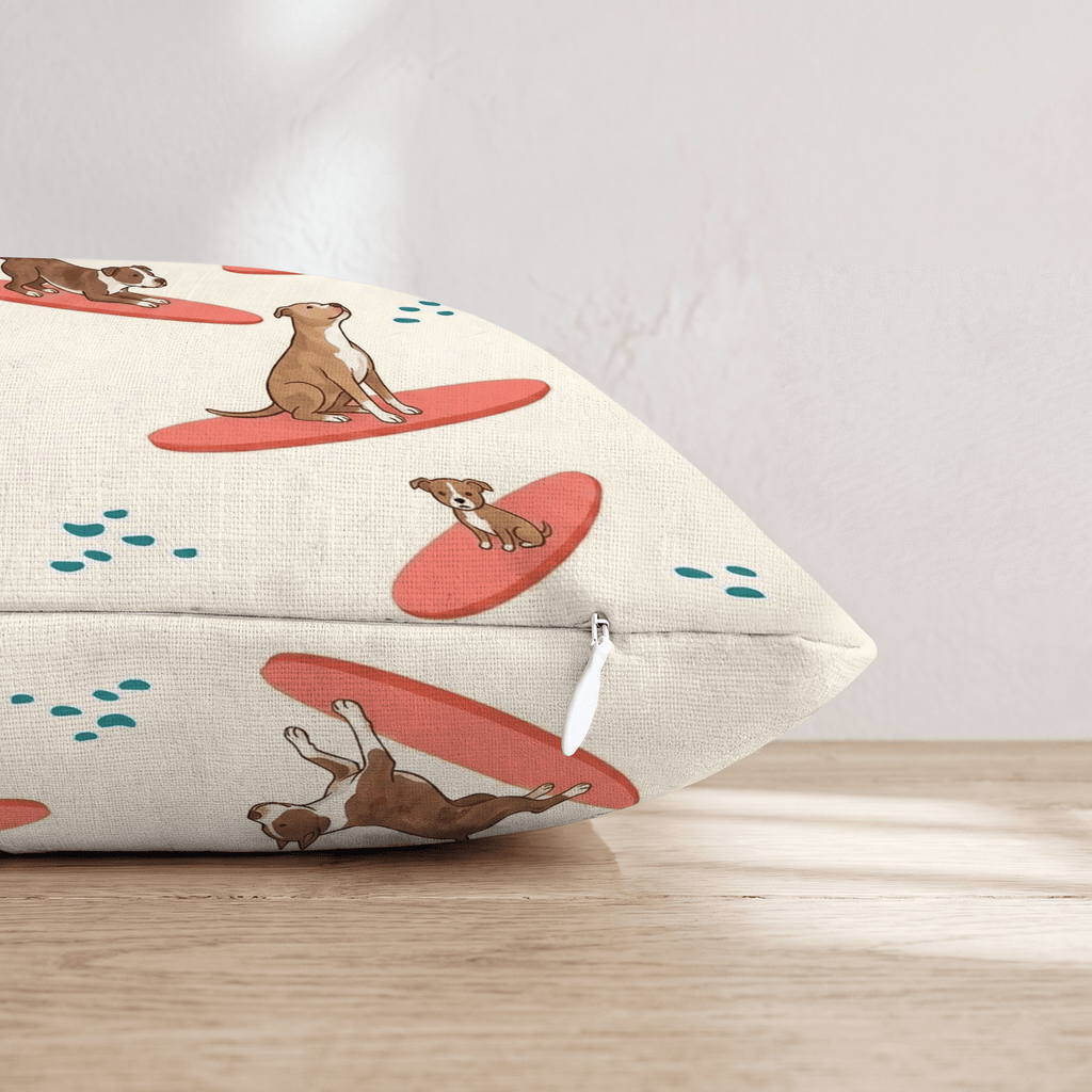 Surf's Up Pit Bull Throw Pillow - Hillcroft Home