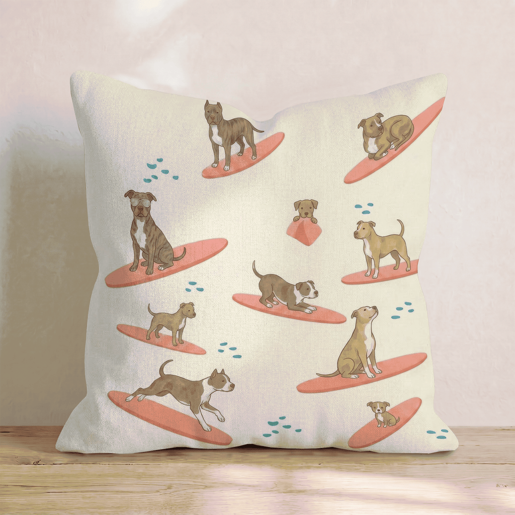 Surf's Up Pit Bull Throw Pillow - Hillcroft Home