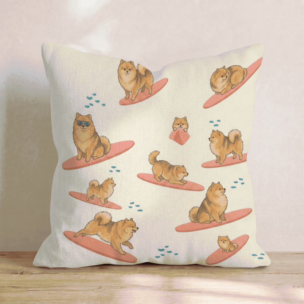 Surf's Up Pomeranian Throw Pillow - Hillcroft Home