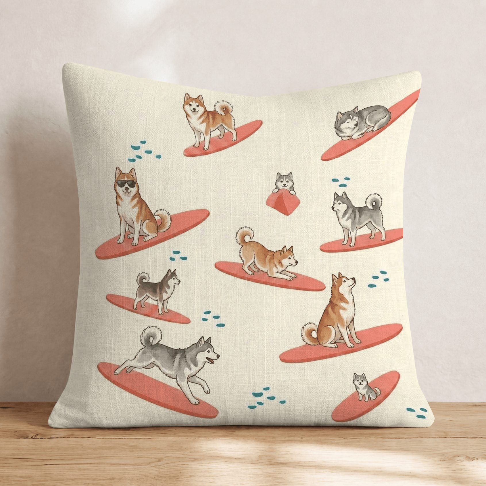 Surfs Up Pomsky Throw Pillow - Hillcroft Home