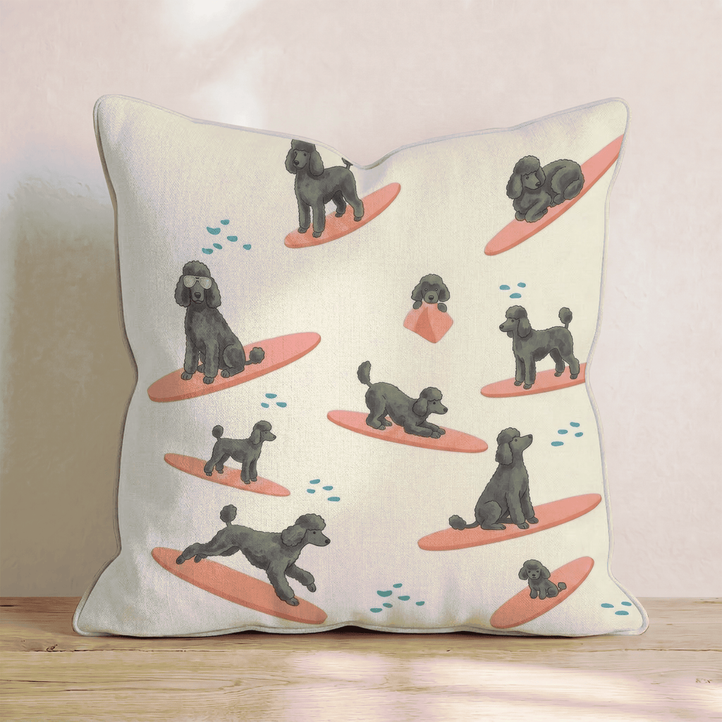 Surf's Up Poodle Throw Pillow - Hillcroft Home