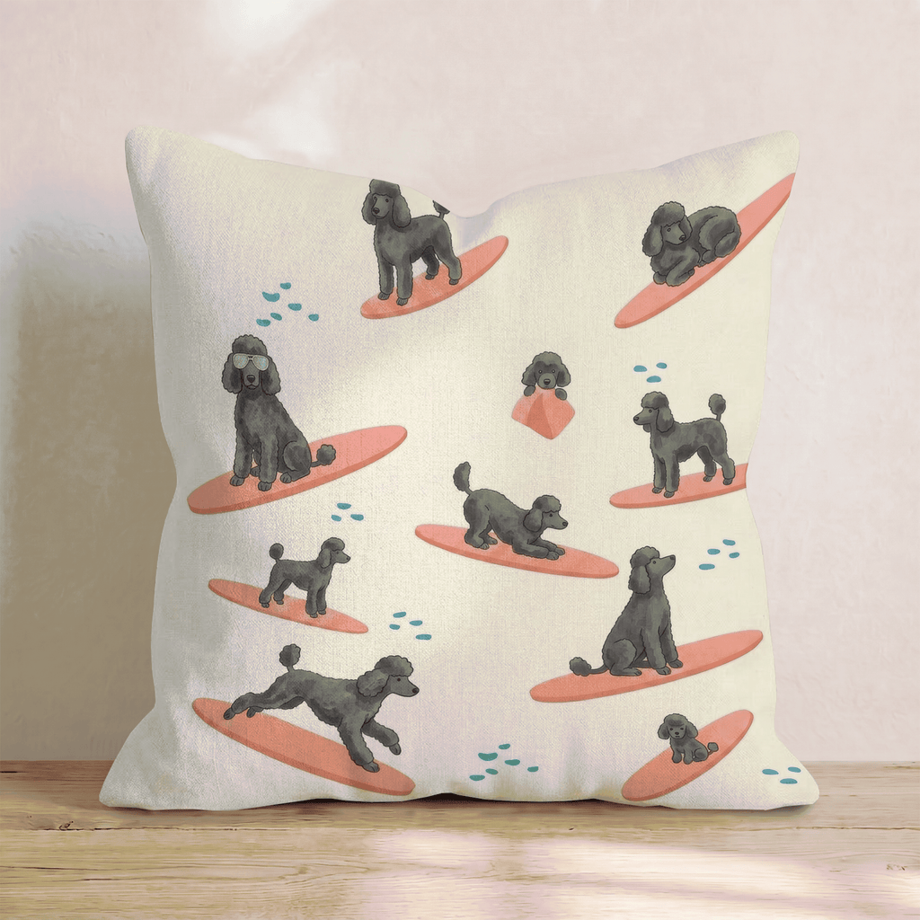 Surf's Up Poodle Throw Pillow - Hillcroft Home