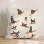 Surf's Up Poodle Throw Pillow - Hillcroft Home
