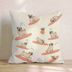 Surf's Up Pug Throw Pillow - Hillcroft Home