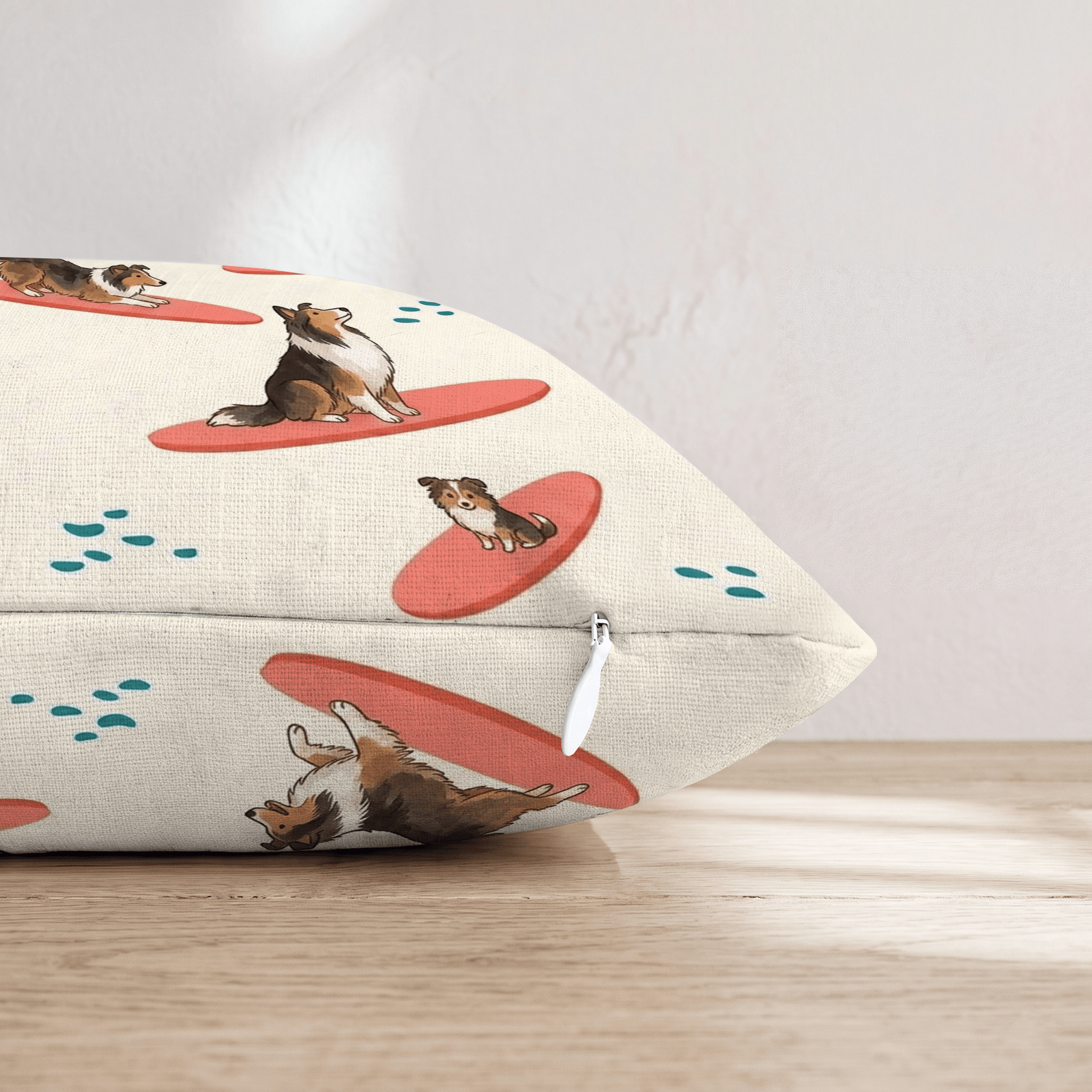 Surf's Up Sheltie Throw Pillow - Hillcroft Home