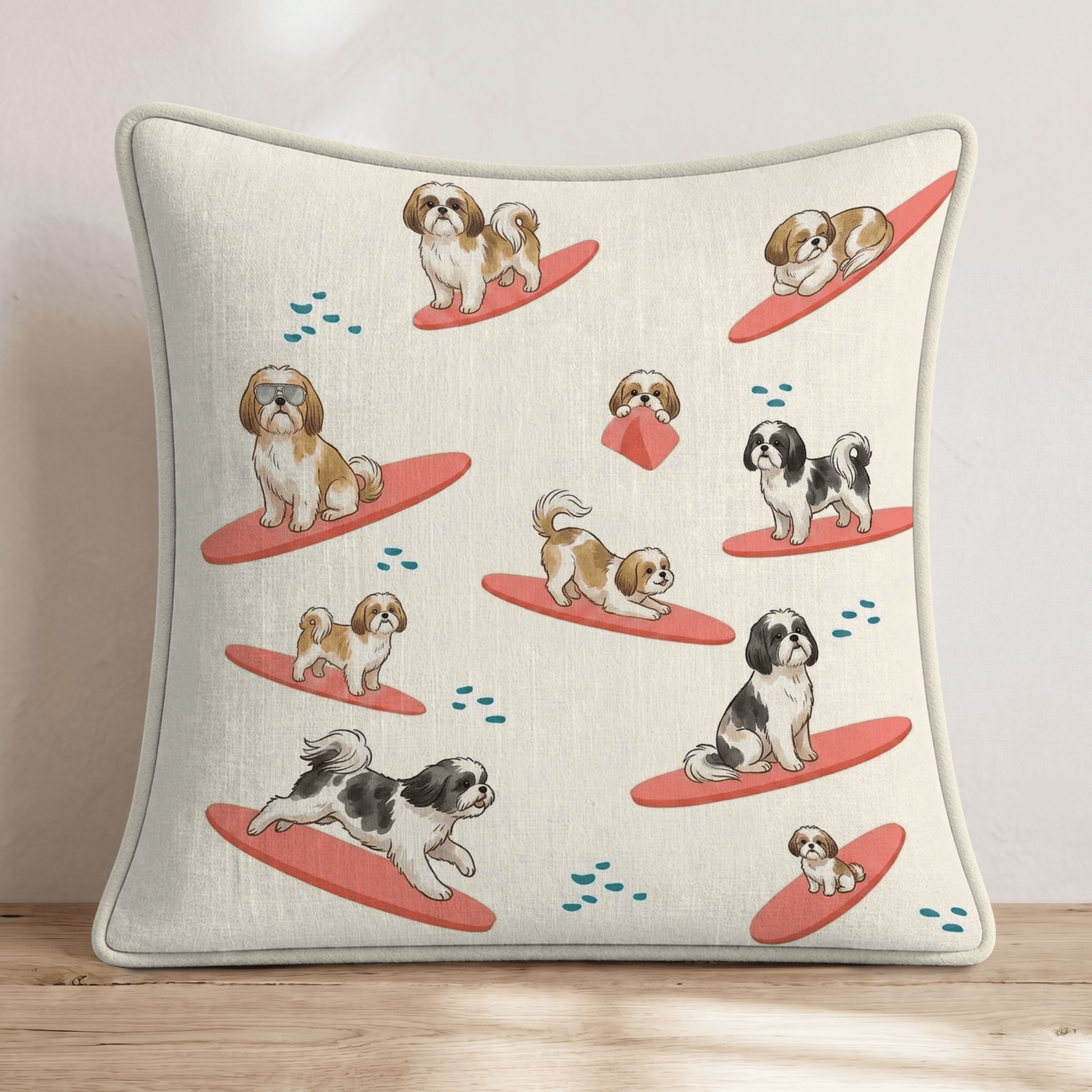 Surf's Up Shih Tzu Throw Pillow - Hillcroft Home