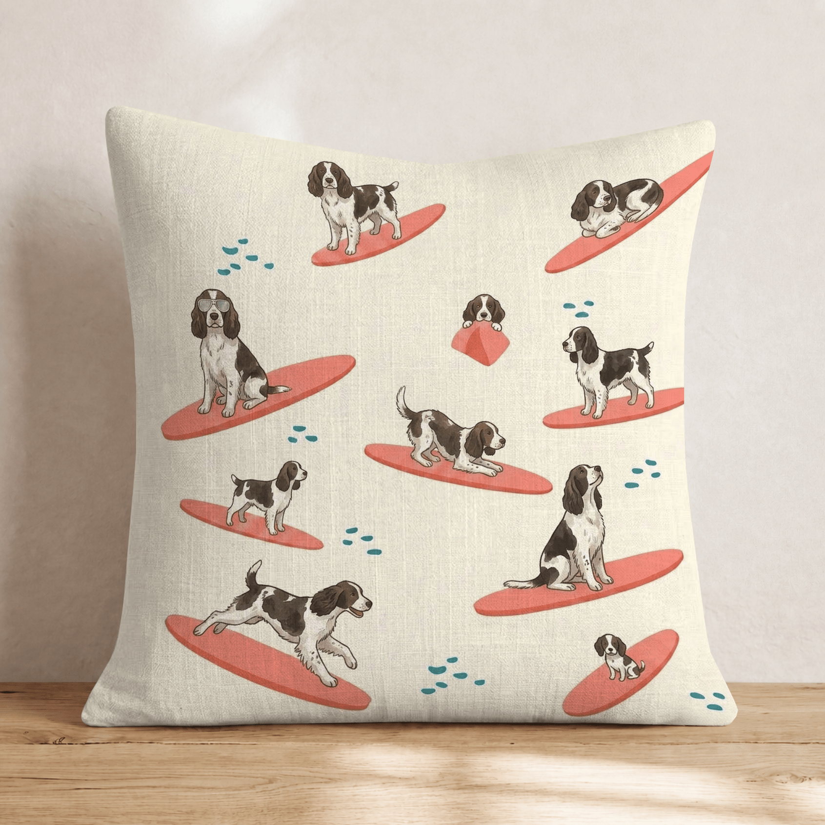Surf's Up Springer Spaniel Throw Pillow - Hillcroft Home