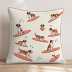 Surf's Up St Bernard Throw Pillow - Hillcroft Home