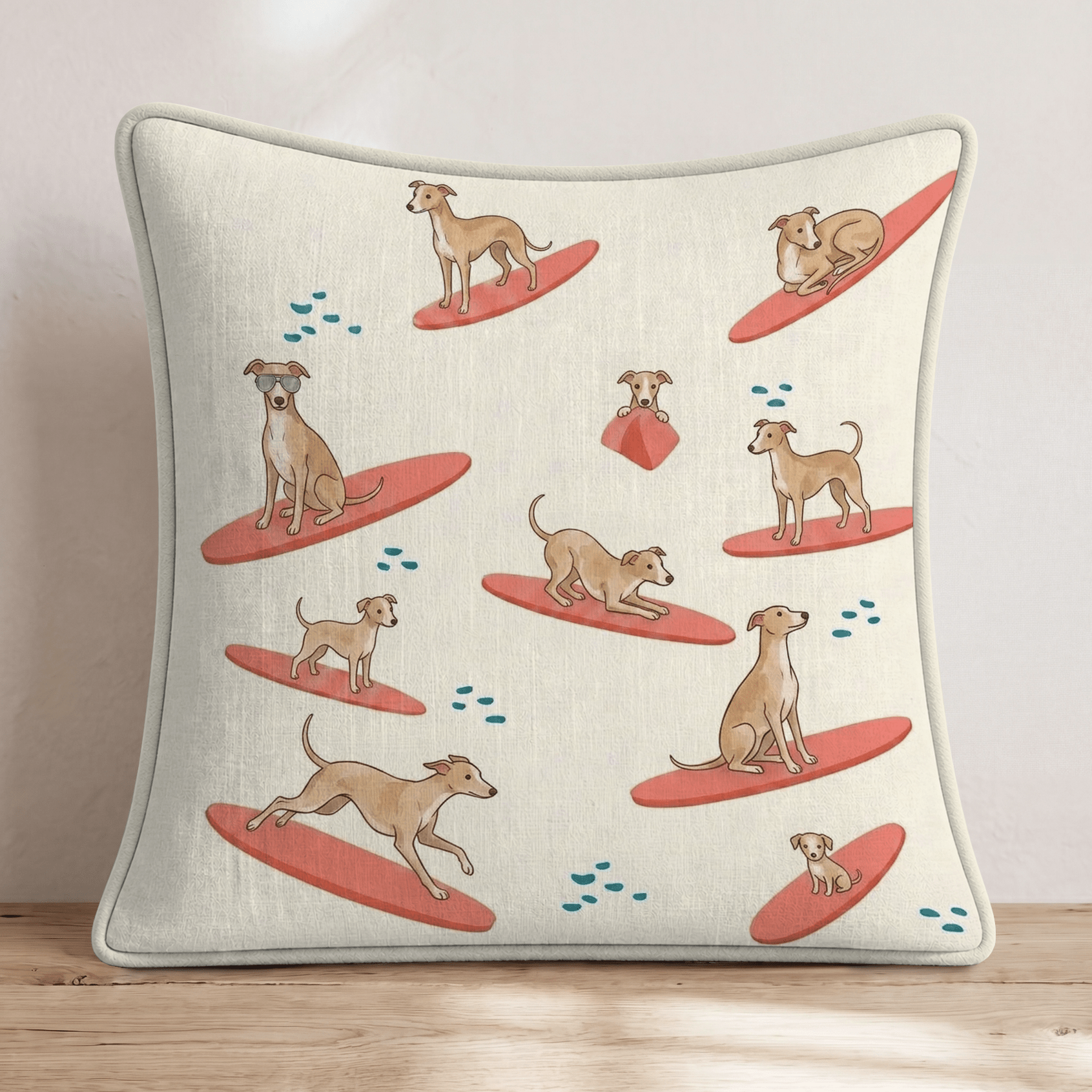 Surfs Up Whippet Throw Pillow - Hillcroft Home